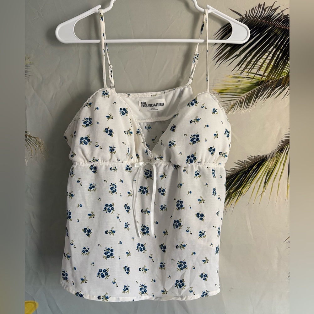 No Boundaries White Tie Front Camisole